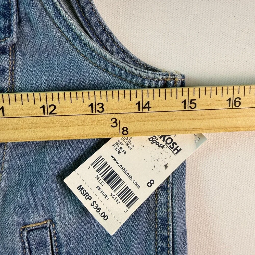 OshKosh B'gosh Girl's NWT Blue Denim Vest Size 8 Medium Wash Jean Vest MSRP $36
